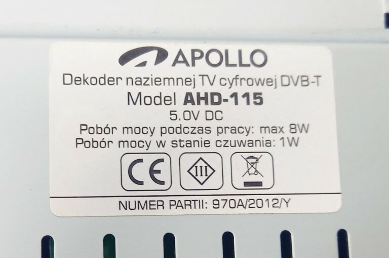 DEKODER TELEWIZJI NAZIEMNEJ APOLLO AHD-115/KOMPLE