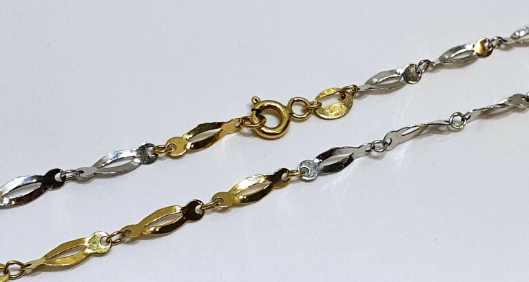 ZŁOTY DWUKOLOROWY ŁAŃCUSZEK PR.585 DŁ.50CM 3,17G
