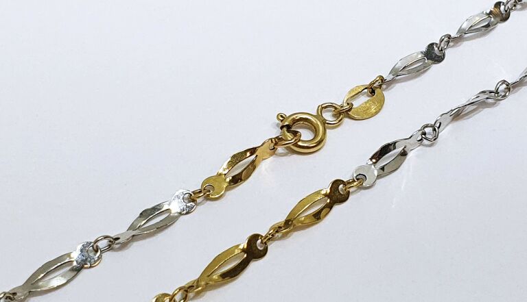 ZŁOTY DWUKOLOROWY ŁAŃCUSZEK PR.585 DŁ.50CM 3,17G