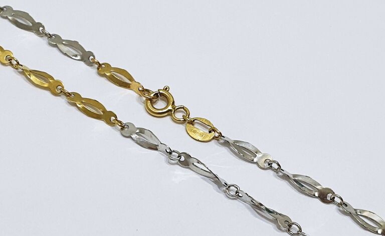 ZŁOTY DWUKOLOROWY ŁAŃCUSZEK PR.585 DŁ.50CM 3,17G