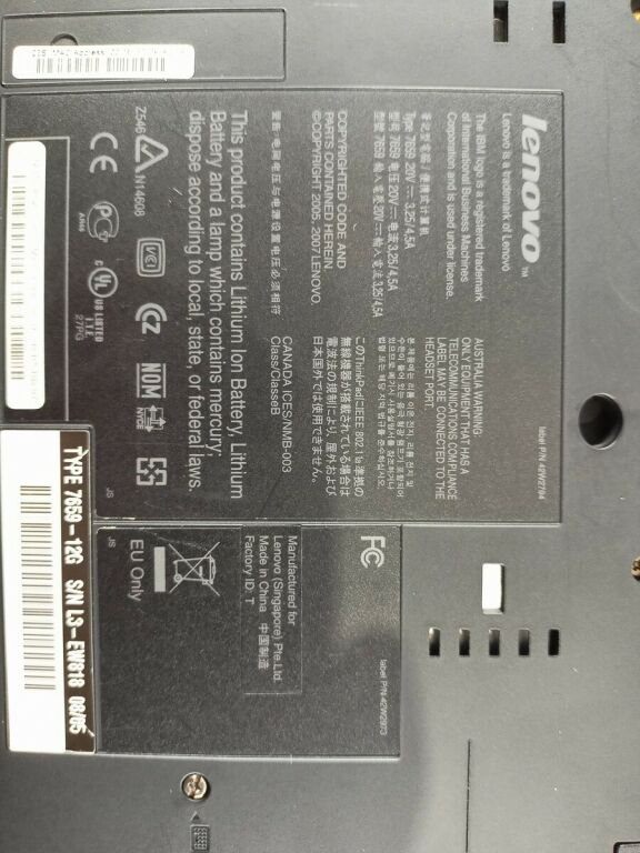 LENOVO T61 THINKPAD 7659-12G CORE 2DUO T7300 100G
