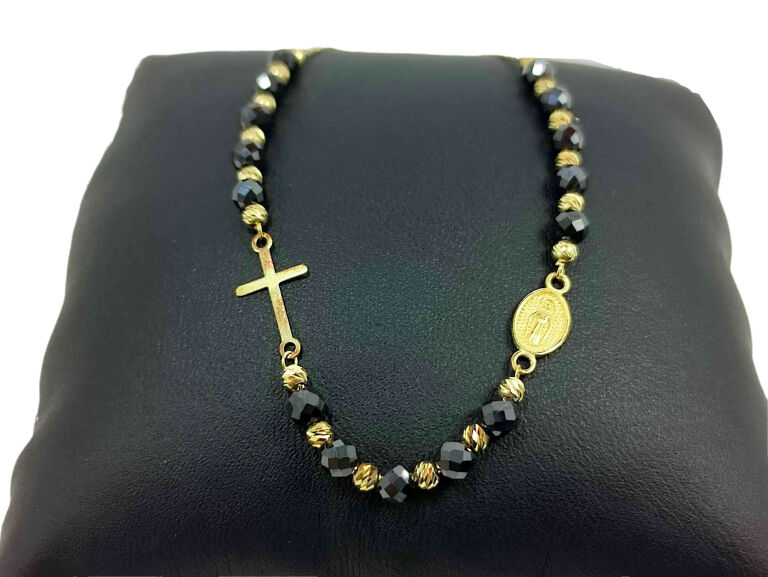 nowa-zlota-bransoletka-czarn-zlot-kuleczki-krzyzyk-marka-248811-958954