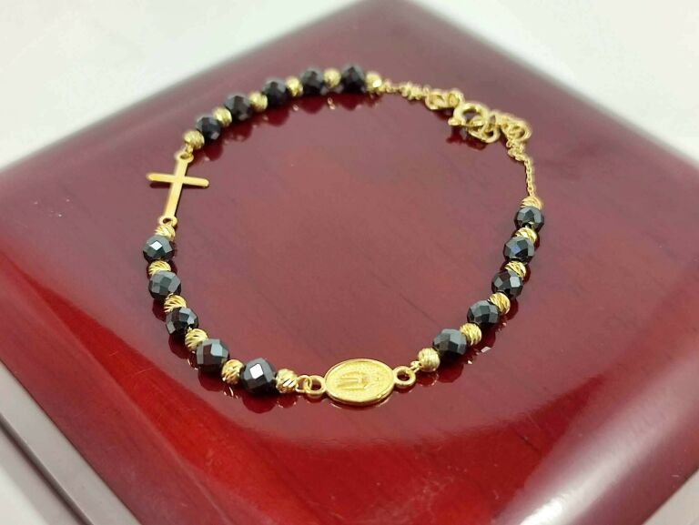 nowa-zlota-bransoletka-czarn-zlot-kuleczki-krzyzyk-kolor-249512-1647429
