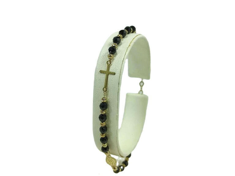 nowa-zlota-bransoletka-czarn-zlot-kuleczki-krzyzyk-zwyciestwa-9-gliwice-g1