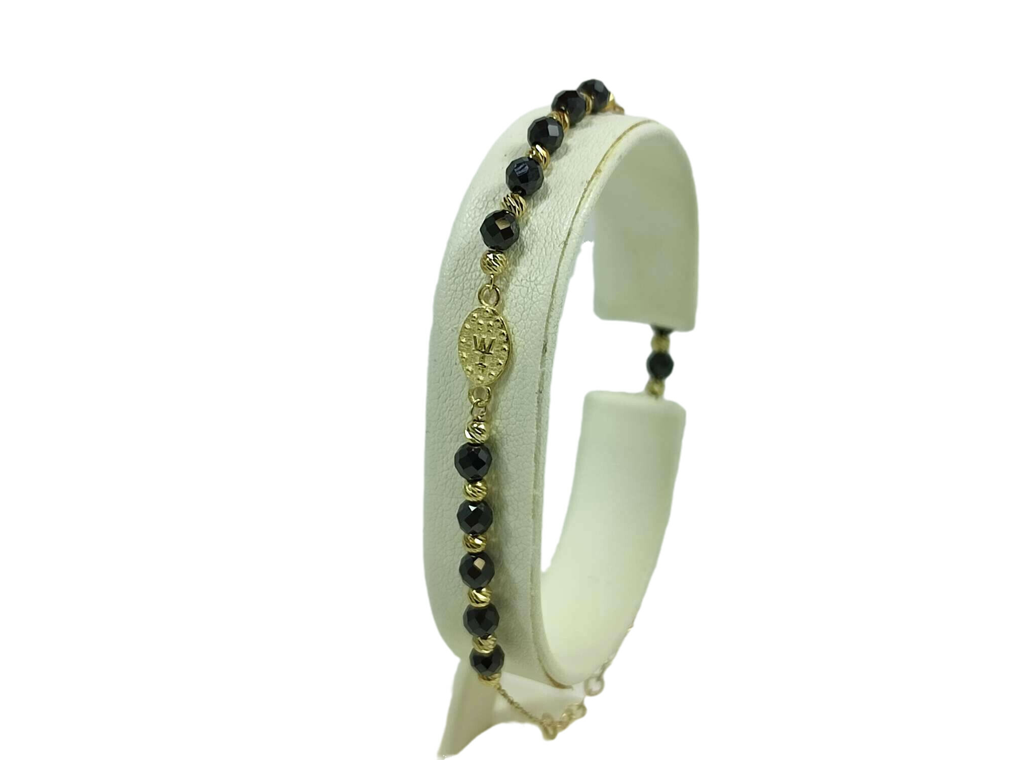 nowa-zlota-bransoletka-czarn-zlot-kuleczki-krzyzyk-stan-11323-1