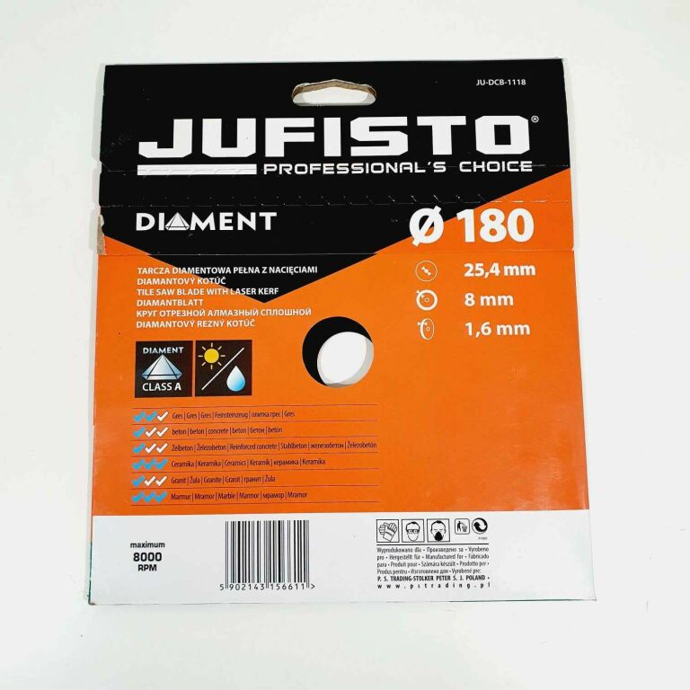 TARCZA DIAMENTOWA 180X1,2X25,4 JUFISTO