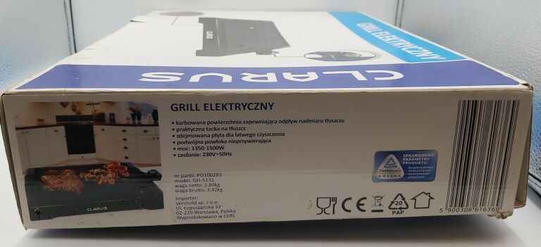 GRILL ELEKTRYCZNY CLARUS GH-5131, PUD