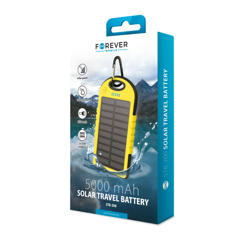 POWER BANK SOLARNY 5000MAH STB-200 ŻÓŁTY