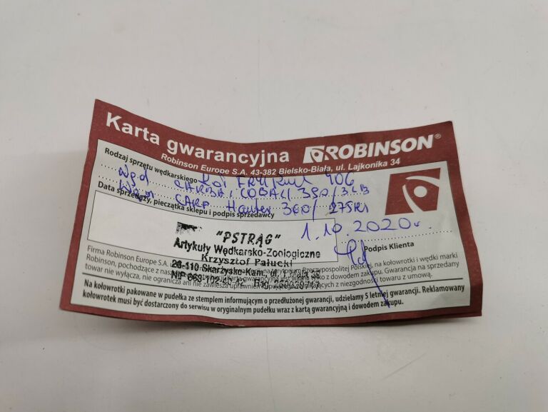 KOŁOWROTEK ROBINSON FREE RUNNER 406 # GWARANCJA