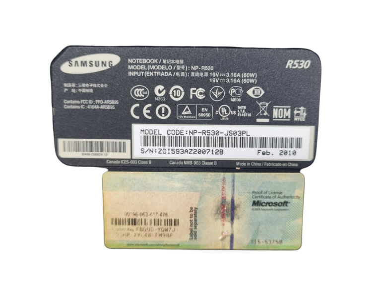 laptop-samsung-r530-c2d4gb500gbgeforce-310m-pojemnosc-dysku-500