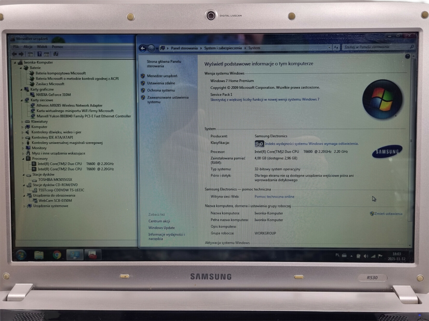 laptop-samsung-r530-c2d4gb500gbgeforce-310m-stan-uzywany