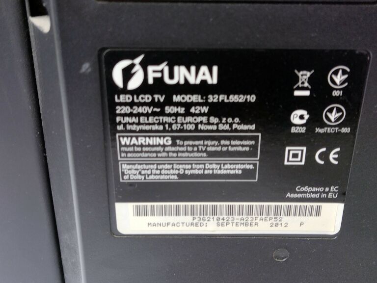 TELEWIZOR FUNAI 32FL552/10 USZKODZONA MATRYCA