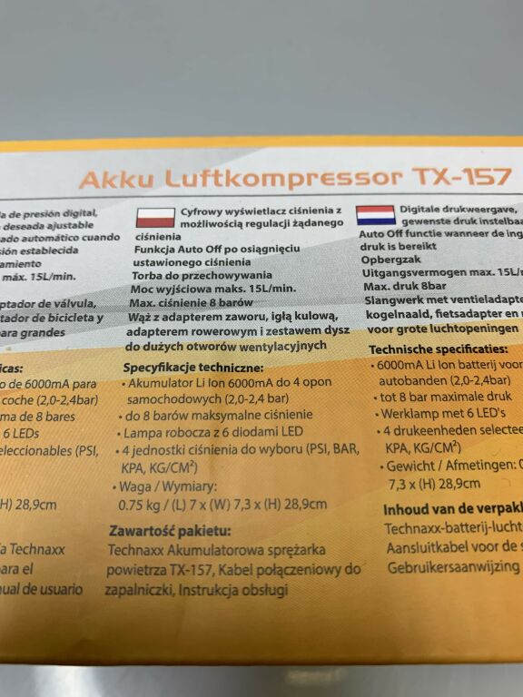 TECHNAXX AKUMULATOROWA SPRĘŻARKA POWIETRZA TX-157