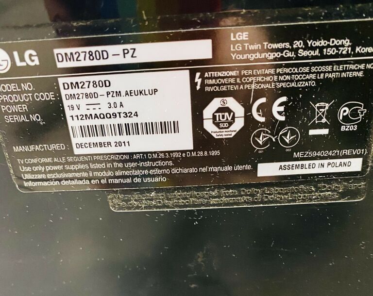 MONITOR LG DM2780D-PZ Z TUNEREM TV
