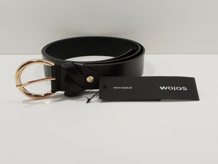 WOJAS PASEK DAMSKI SKÓRZANY CZARNY 85 CM