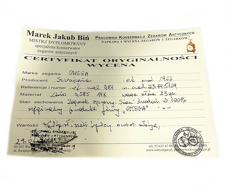 omega-zloty-zegarek-wodoszczelnosc-brak