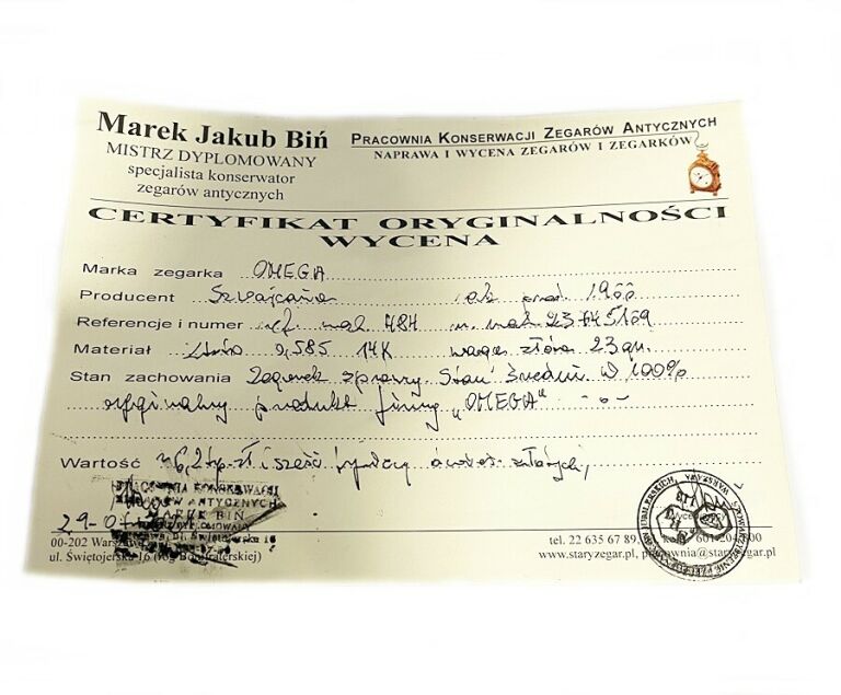 omega-zloty-zegarek-wodoszczelnosc-brak