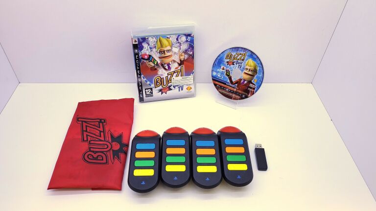 PRZYCISKI BUZZ!+GRA PS3 BUZZ! QUIZ TV+WOREK