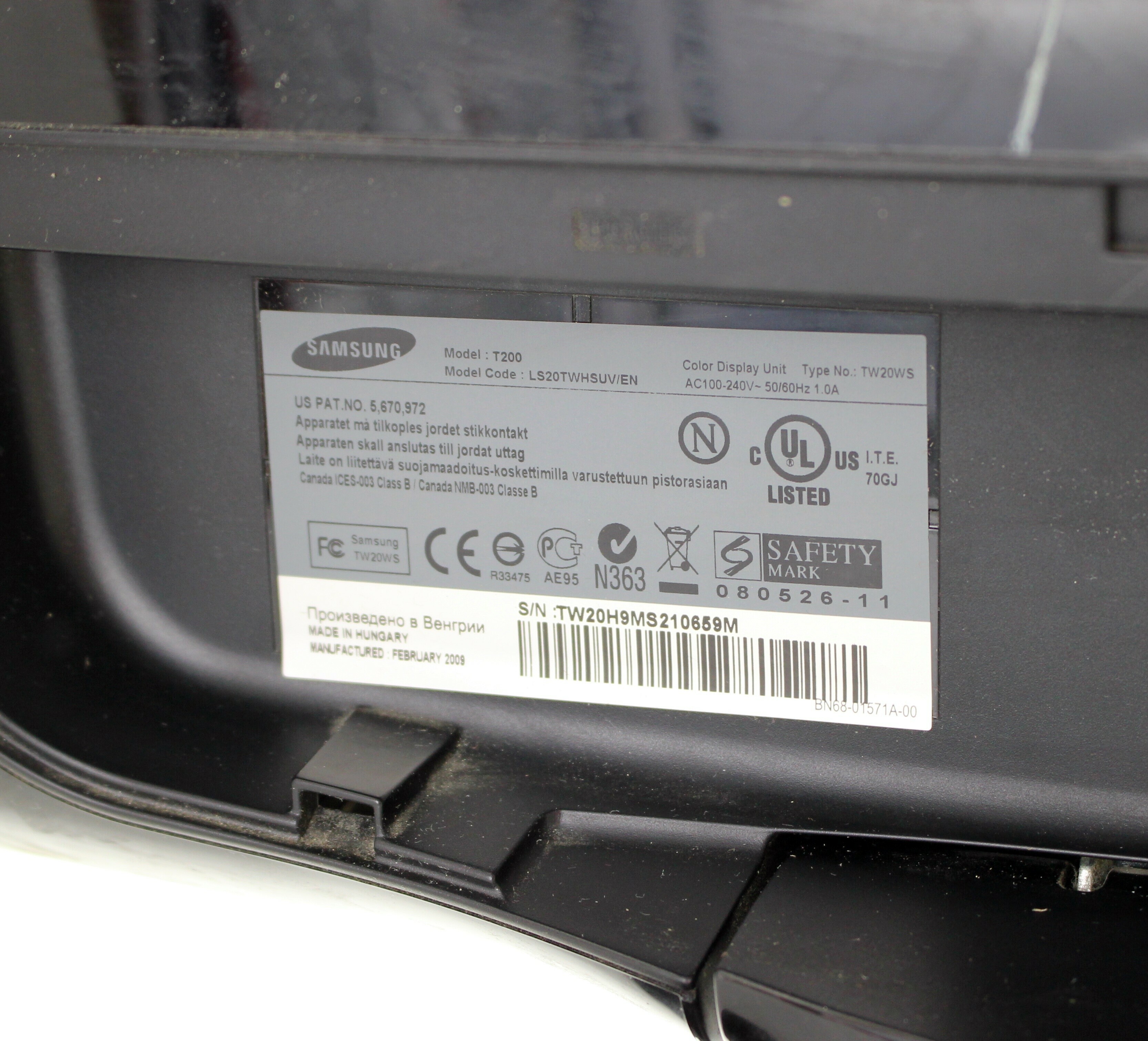 monitor-samsung-syncmaster-t200-model-syncmaster-t200hd