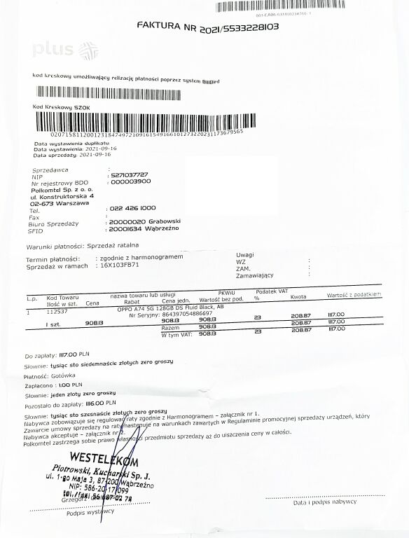 SMARTFON OPPO A74 5G KOMPLET 6/128GB GWARANCJA!