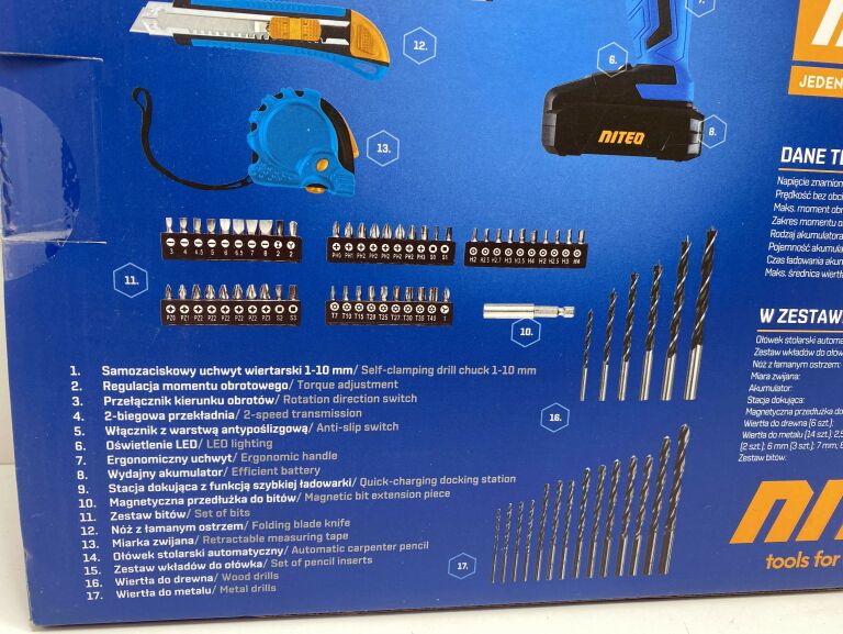 WIERTARKO-WKRĘTARKA NITEO 20V MAX Z AKCESORIAMI