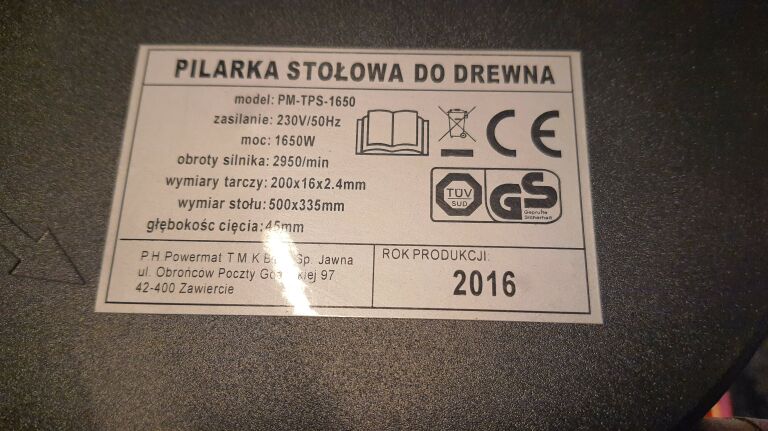 PIŁA STOŁOWA POWERMAT PM-TPS-1650