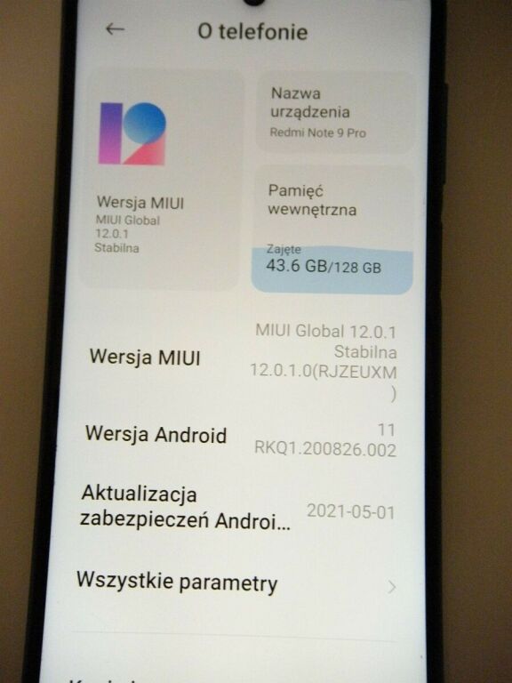 TELEFON XIAOMI REDMI NOTE 9 PRO Z ŁADOWARKĄ