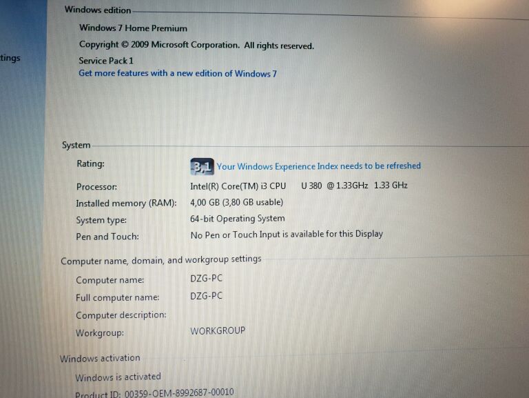 LAPTOP DELL VOSTRO V130 I3 4/128GB