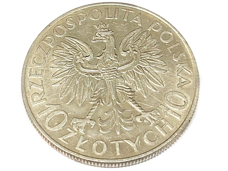 10 ZŁ ZŁOTYCH 1933 ROMUALD TRAUGUTT SREBRO PIĘKNA