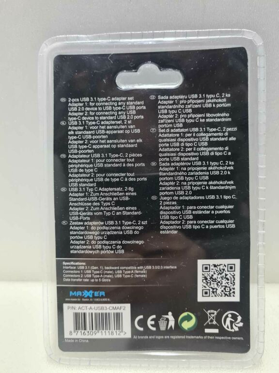 ADAPTER PRZEJŚCIÓWKA USB - USB C MAXXTER