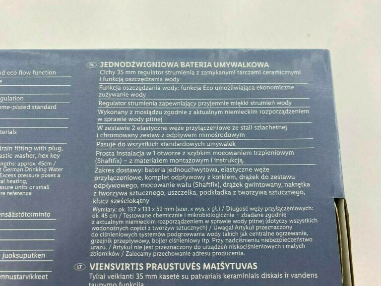 JEDNODŹWIGNIOWA BATERIA UMYWALKOWA MIOMARE