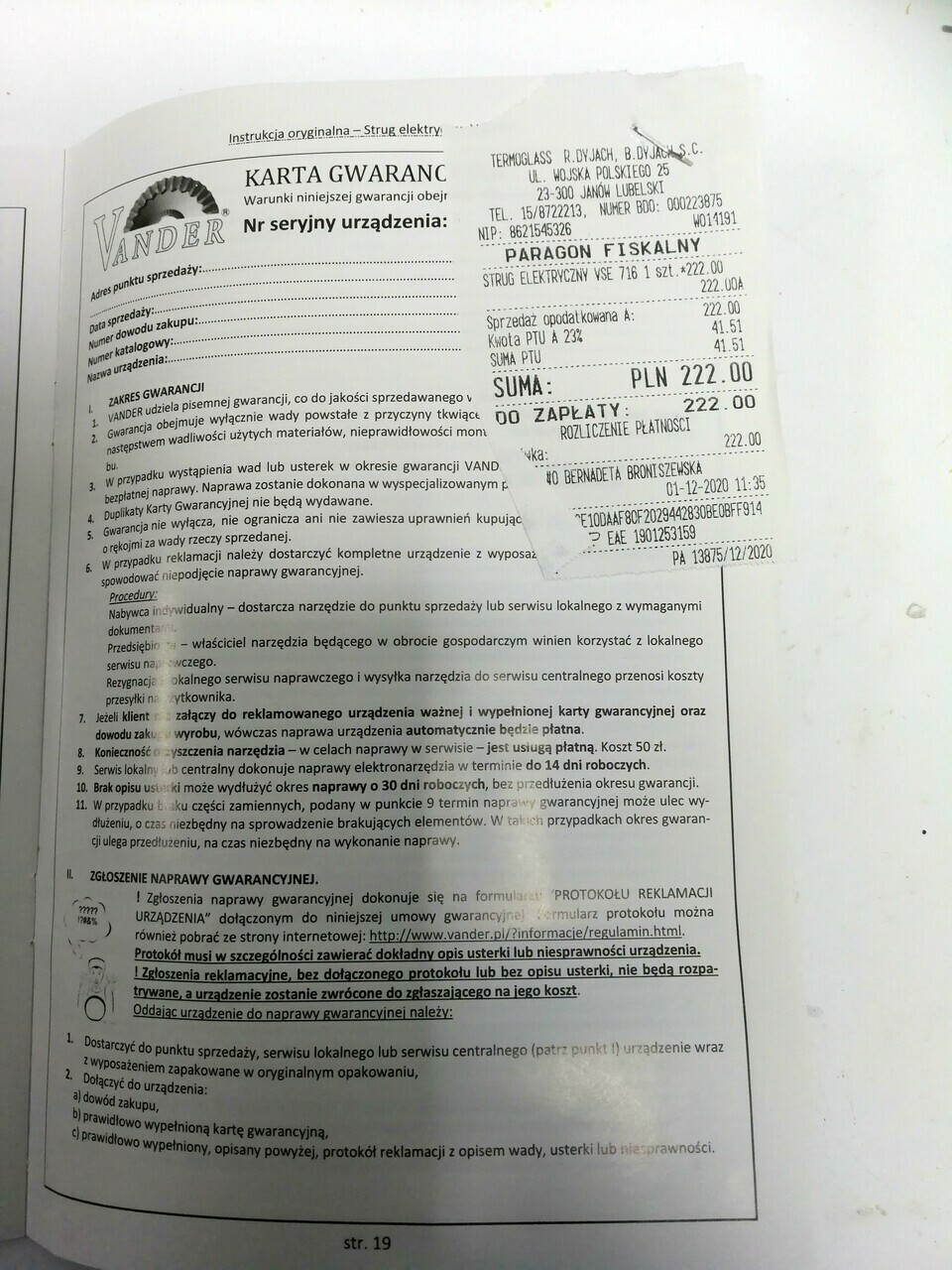 strug-elektryczny-vander-vse-716-komplet-gwarancj-stan-uzywany