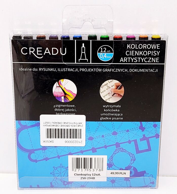 kolorowe-cienkopisay-artystyczne-creadu-12szt-stan-uzywany