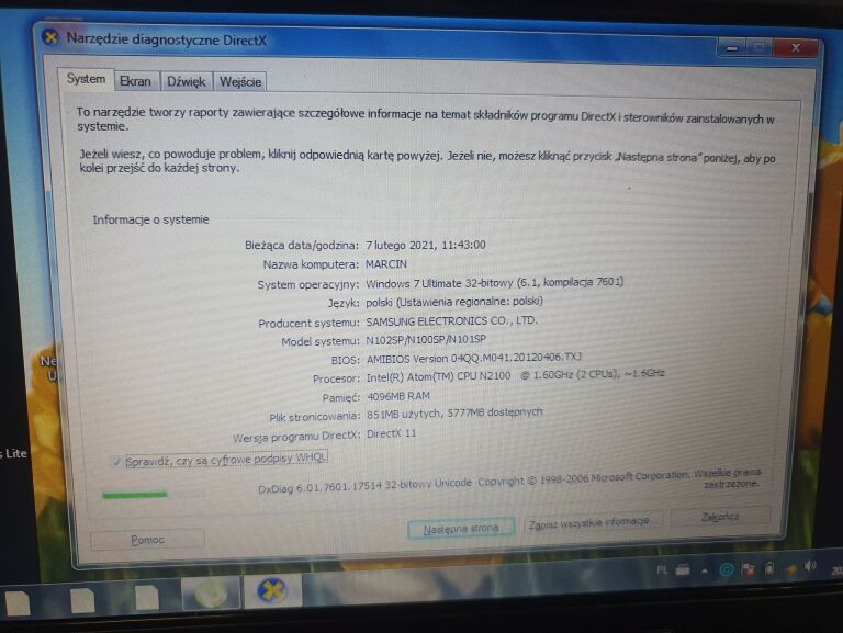 LAPTOP NOTEBOOK SAMSUNG N102SP + ZASILACZ