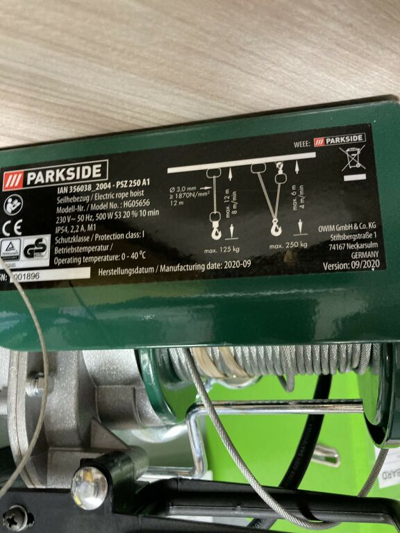 WCIAGARKA PARKSIDE PSZ 250A1 500W 250K