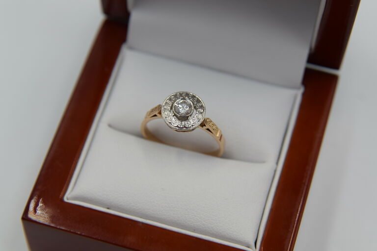 PIERŚCIONEK DIAMENT 0,27CT ZŁOTO/PLATYNA CERTI