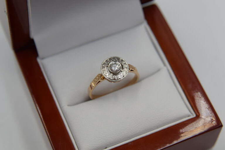 PIERŚCIONEK DIAMENT 0,27CT ZŁOTO/PLATYNA CERTI