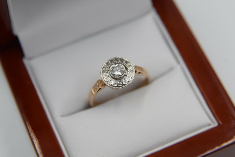 PIERŚCIONEK DIAMENT 0,27CT ZŁOTO/PLATYNA CERTI