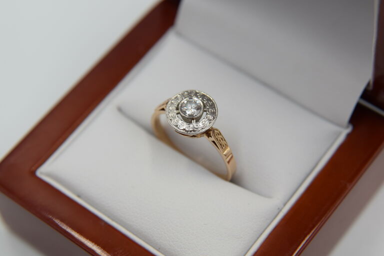 PIERŚCIONEK DIAMENT 0,27CT ZŁOTO/PLATYNA CERTI