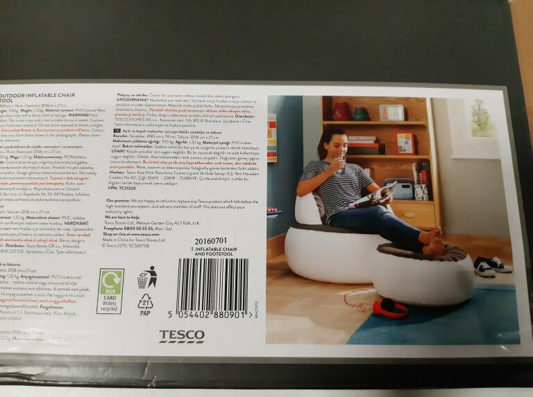 DMUCHANY FOTEL Z PODNÓŻKIEM TESCO KPL