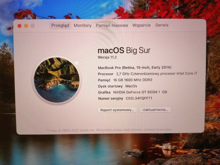 LAPTOP APPLE MACBOOK PRO 15 A1398 I7/16GB/512SSD