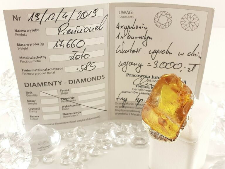 PIEKNY SYGNET Z BURSZTYNEM PR 585 17,67G R16