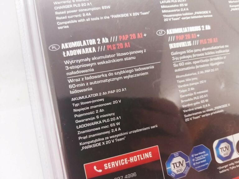 AKUMULATOR + ŁADOWARKA PARKSIDE PLG 20 A1