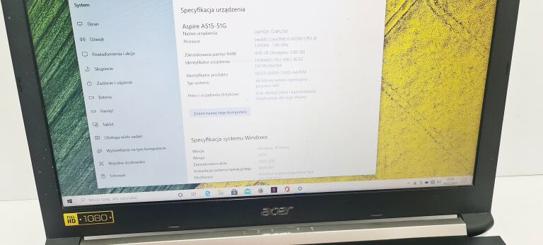 LAPTOP ACER A515-51G 54VW, 2 DYSKI, 4GB RAM, I5