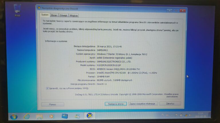 LAPTOP NETBOOK SAMSUNG N102SP GW. 1ROK OKAZJA!!
