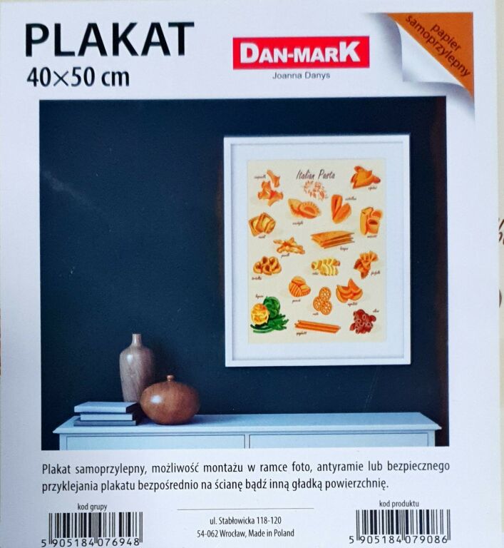 PLAKAT DAN-MARK 40X50 CM ITALIAN PASTA MAKARON