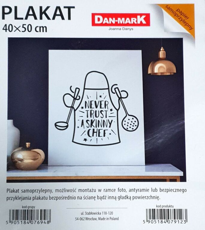 plakat-dan-mark-40x50cm-never-trust-a-skinny-chef-ean-gtin-5905184079123