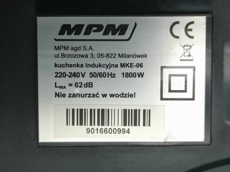KUCHNIA NASTAWNA INDUKCYJNA MPM MKE-06 1-PALNIKOW