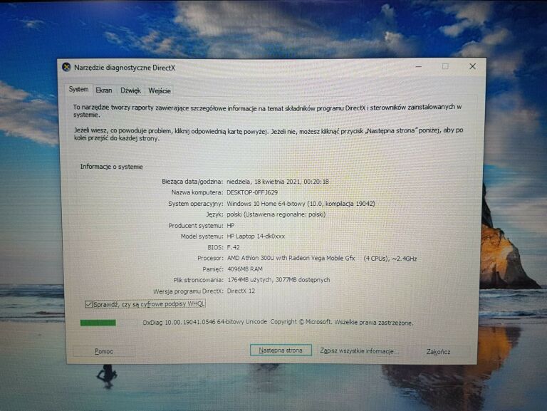 LAPTOP HP 14-DK AMD ATHLON 300U 4GB 256SSD IDEALN