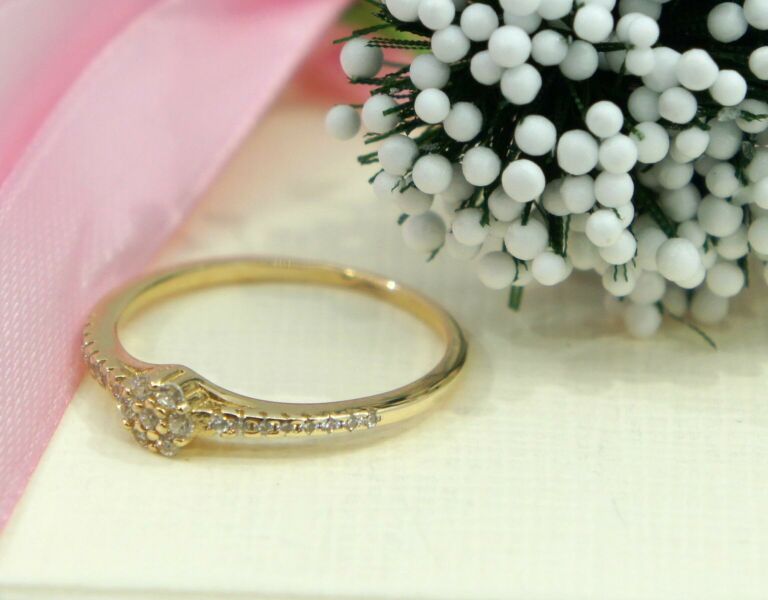 ZŁOTY PIERŚCIONEK KWIATEK Z CYRKONIAMI PR.585 1,74G R.18